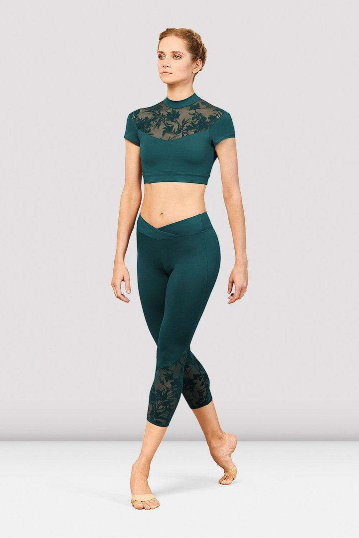 Ladies Bordeaux Mesh Panel Leggings FP5223 by Bloch