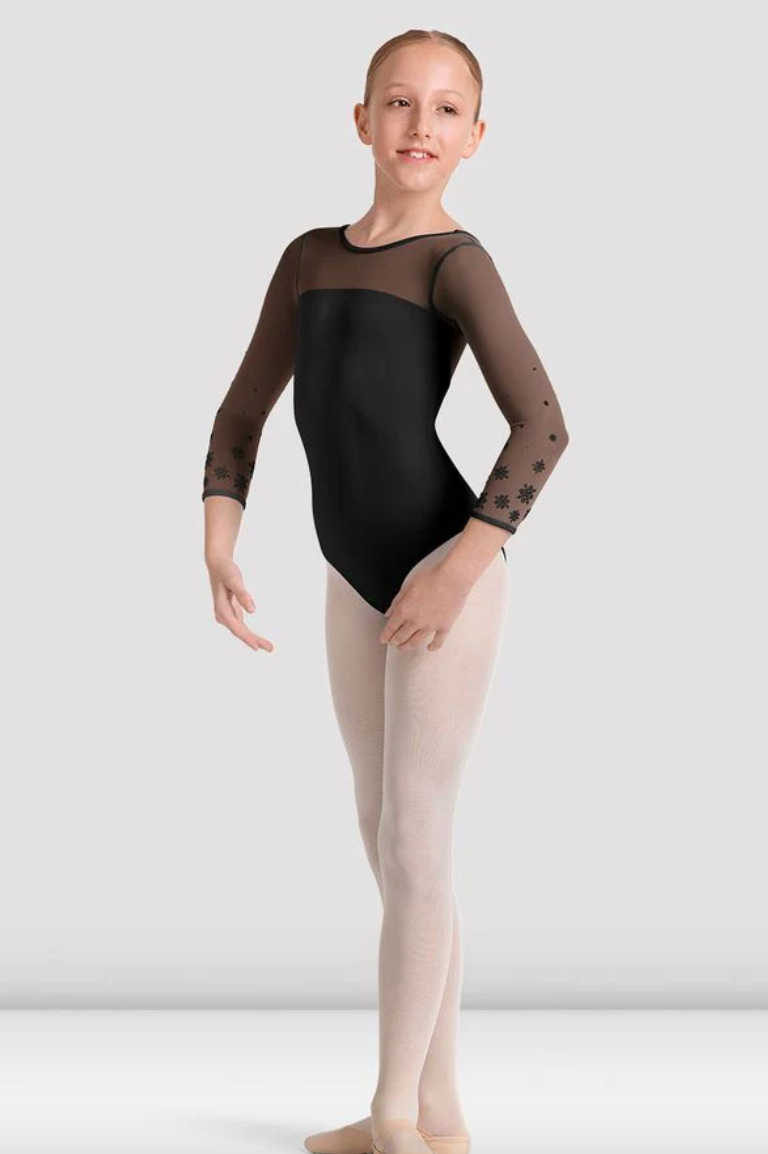 Boat Neck Mesh 3/4 Sleeve Leotard M60002C by Mirella
