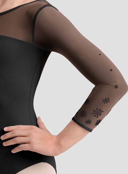 Boat Neck Mesh 3/4 Sleeve Leotard M60002C by Mirella