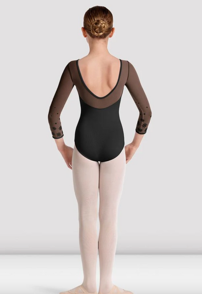Boat Neck Mesh 3/4 Sleeve Leotard M60002C by Mirella